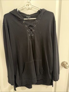 torrid Black Lace-Up Hooded Pullover